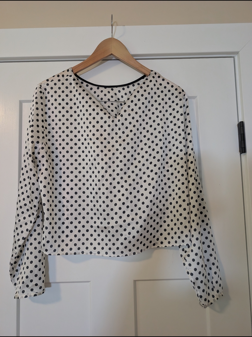 Zara White Blouse with Black Polka Dots